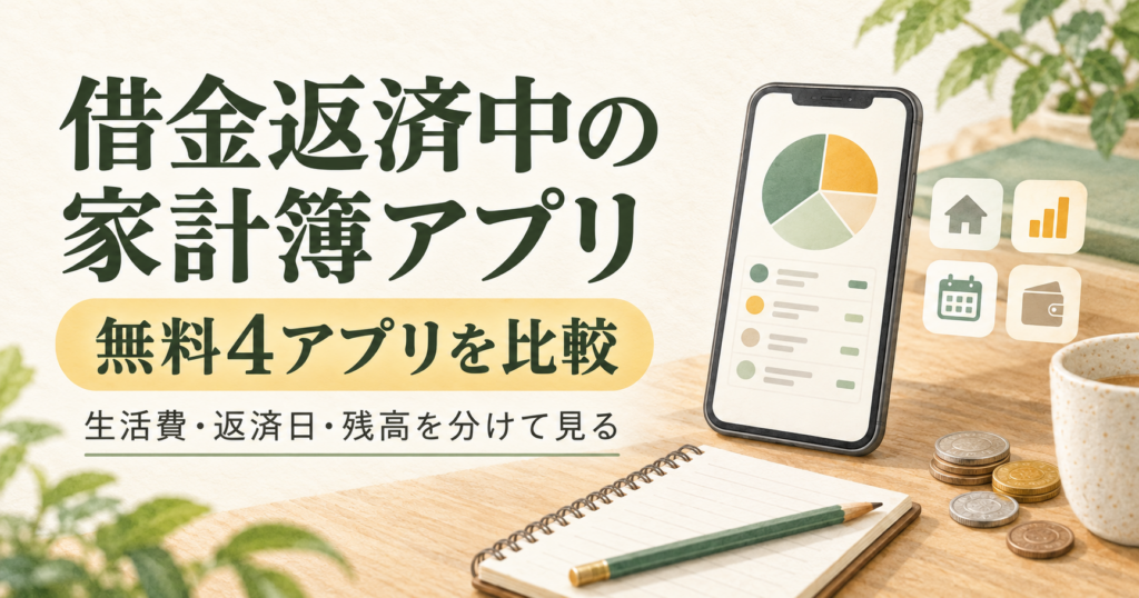 借金返済中の家計簿アプリ。無料4アプリを比較し、生活費・返済日・残高を分けて見る